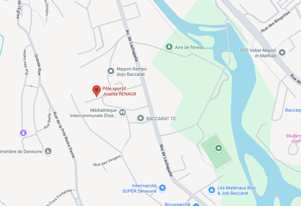Carte google de l'adresse du dojo de Nippon Kempo de Baccarat